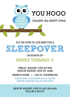 birthday party sleepover invitations
